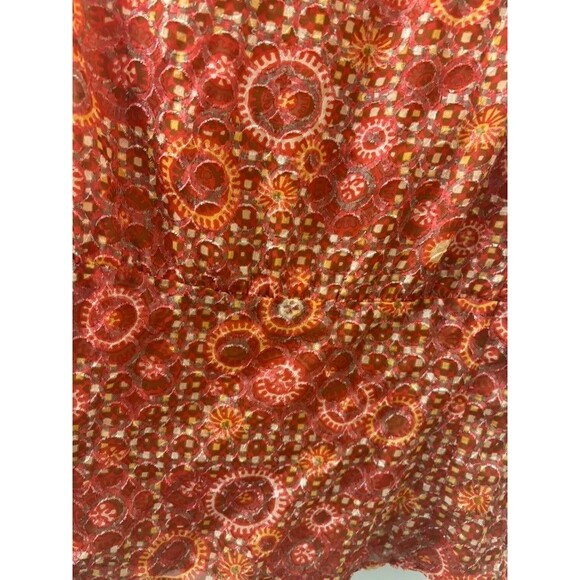 Etcetera Silk Sleeveless Blouse Size 14 orange abstract pattern v neck - Picture 10 of 10